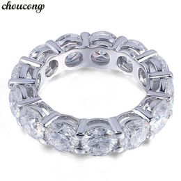 choucong Eternity Ring Round 6MM 5A Zircon Sona Cz 925 Sterling Silver Engagement Wedding Band Rings for Women Men Fine Jewelry273L