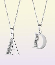 Pendant Necklaces Initial Letter Necklace AZ Stainless Steel Crystal Alphabet Pendants Letters Men Women Charm JewelryPendant486225902090