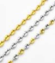 Fashion Jewellery 4mm Mens Womens Silver Gold Colour Coffee Beans Link Chain Stainless Steel Necklace SC34 N6763512
