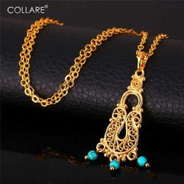 Pendant Necklaces ChainsPro Vintage Indian Style Necklaces Pendants Bule Gold/Silver Color Wholesale Turkish Stone Necklace Women P213L231225