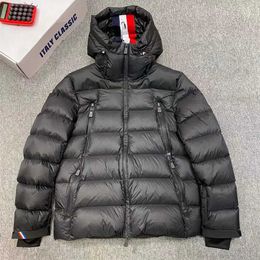 Men's Down Parkas Ski Jacket for Men Black Winter Coat Hooded Designer Warm Pocket Parka Two-way Zipper25st