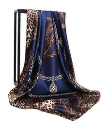Winter designer large square scarf for women Leopard print silk foulard female neck scarves shawls and wraps poncho14871590