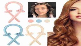 Heatless Curling Rod Curls Silk Ribbon Hair Rollers Sleeping Soft Headband Wave Lazy Curler Set Make Clips Barrettes6586769