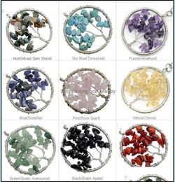 Pendant Necklaces Natural Stone Gravel Round Shape Gemstone Jewelry Chip Beads Semi Precious Crystal Keychain Pendents N Dh24967949515177