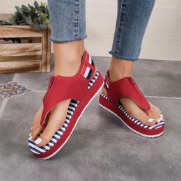 Sandals Women Clip Toe Rome Shoes 2024 Summer Outdoor Beach Slippers Fashion Walking Zip Flip Flops Platform Flats Slides Femme