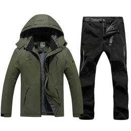 Jackets Ski Jacket for Men Waterproof Skiing Suit Winter Thermal Warm Fleece Coat and Pants Outdoor Mountain Climbing Snowboard Wear