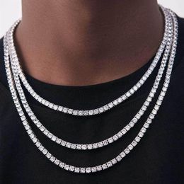 Tennis Necklace Chains Hiphop Tide Men's Necklace Zircon 18 20 22 24mm Snap Hook Bracelet Tennis Necklaces For Men And Women 303Q