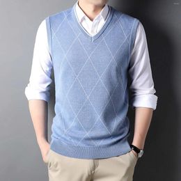 Men's Sweaters Mens Fashion Casual Jacquard V Neck Bottomed Plaid Shirt Sleeveless Sweater Vest Drape Cardigan
