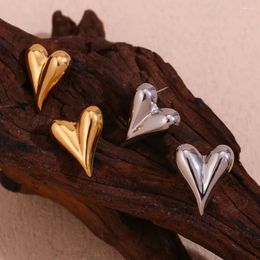 Stud Earrings Hollow Heart Cute Hypoallergenic Waterproof 316L Stainless Steel Gift 18K Gold Plated Women's