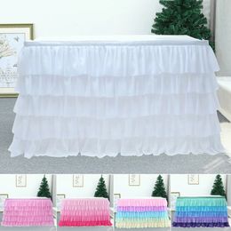 5 Layer Tulle Table Skirt Tutu Skirts Baby Shower Birthday Banquet Wedding Party Supplies Mermaid Colour Chiffon Decoration 231225
