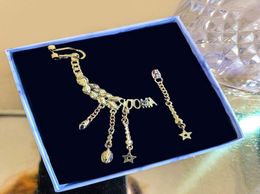 WholeFashion Grain Letter Tassel Ear Cuff Earrings s925 Silver Needle For Lady Design Women Party Wedding Jewellery For Bride8283108