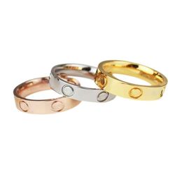 Love screw ring Titanium steel Alloy GoldPlated Gold Silver Rose men and women jewelry for lovers Never fade Not allergic Gift w9563268