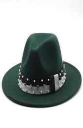 Stingy Brim Hats Fedora Hat Women Men Ribbon Band Belt Wide Classic Beige White Felted British Elegant Fascinator Winter Women037312761