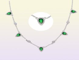 2018 Top quality Bohemia fashion short chokers Green white CZ water tear drop pendant necklaces for cute girl women elegance charm6620807