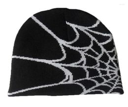 Berets Y2K Gothic Spider Pattern Wool Acrylic Knitted Hat Women Beanie Winter Warm Beanies Men Grunge Hip Hop Casual Skullies Outd8531126