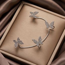 Shiny Zircon Butterfly Ear cuff For Women Without Piercing Earrings 2022 Fashion Ear Clip Earring Bride Wedding Jewelry238k