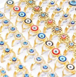 Bulk Whole 30pcs Top Assorted Evil Eye Rings Gold Plated Stainless Steel Women Men Wedding Punk Rock Personality Jewellery Accessori9627851