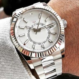 Top selling men's high-end atmosphere watch white dial rotating bezel sapphire glass stainless steel silver bracelet automati315f