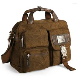 Briefcases Ruil Multifunction Men Retro Classic Briefcase Canvas Vintage Wear Resistant Bags Leisure Toolkit Package