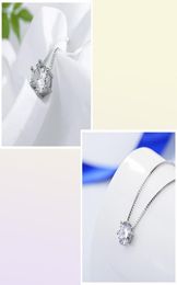 YHAMNI High Quality Solitaire White Zircon Chokers Necklaces 925 Silver Chain Simple Pendant Necklace Women Gift Jewellery D065766295