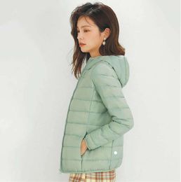 LL Women's Yoga Short Thin Down Jacket Outfit Solid Color Puffer Coat Sports Winter Outwear 444