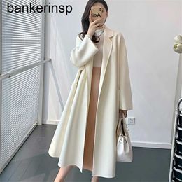 Top Cashmere Coat Maxmaras Labbro Coat 101801 Pure Wool M Family Labbro Autumn/Winter sided Water Wave Pattern Bathrobe 100 Wool Long Lace Up Wool for Women