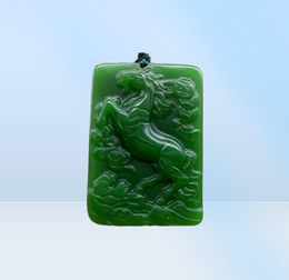 Xinkeng Xinjiang Hetian jade jasper immediately money pendant outer Mongolian spinach green Zodiac horse pendant jade whole1262057