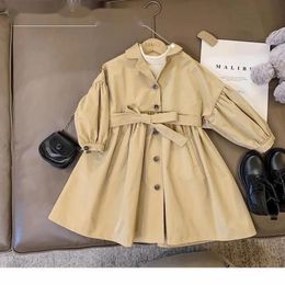 Spring Autumn Korean Fashion Children Windbreaker Jacket Kids Girls Khaki Trench Coat Outerwear Coats Princess Jackets For Girls 231225