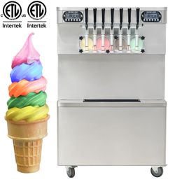 Kolice ETL Certificate Commercial 7 Flavors 4+3 Mixed Soft Serve ice Cream Machine Snack Food Machine, full transperant dispenser, upper tanks coolated