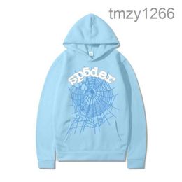 Mens Hoodies Sweatshirts Sky Blue Sp5der Hoodie Men Women 1 Hip Hop Young Thug Spider World Wide 555555 Print Pullover Hoody Light YDNP