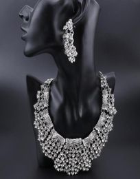 Fashion Crystal Statement Necklace Earrings Sets Silver Plated Wedding Costume Jewelry Sets for Brides Women039s Gifts34359027264381