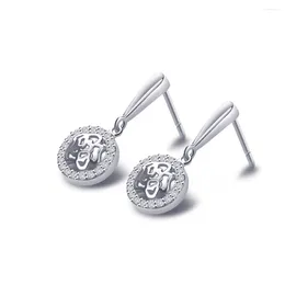 Stud Earrings Fashion Versatile 925 Sterling Silver Dazzling Circle With Cubic Zircon Minimalist Tassle For Teens Jewelry