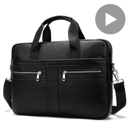 Bags Genuine Leather Business Messenger Women Men Bag Tote Briefcase for Documents A4 Shoulder Handbag Male Female Laptop Brief Case