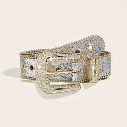 Belts Punk Bling Rhinestone Pu Leather Full Diamond Women Men Y2k Jeans Pants Decorative Waistband Apparel Accessories