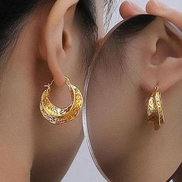 Hoop Earrings Trendy Jewellery Drop Trend Style Irregular Circle Metallic Brass Gold Colour Metal For Women Gifts