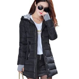 Jackets 2021 Women Winter Hooded Warm Coat Solid Cotton Padded Jacket Female Long Parka with Gloves Women's Chaqueta De Mujer Acolchada