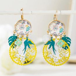 Dangle Earrings Boho Filigree Parrot Birds French Hook Drop Gold Plated Girl's Tassel Fashion Jewelry 2023