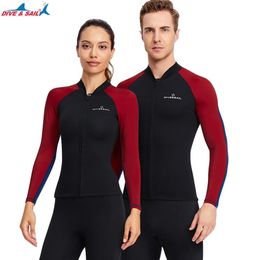 Jackets Scuba Neoprene 1.5mm Diving Top Warm Long Sleeve Split Wetsuit Jacket for Men Women Underwater Spearfishing Surfing Tops