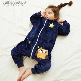 Sleeping Bags Cartoon Flannel Children Baby Sleeping Bag Sack Warm Winter Clothes Toddler Sleepsack Pyjamas For Girls Boys Kids 1-6TL231225