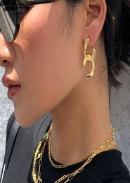 Tide Brand Stud Ins HipHop Kardashian Ken Bean Chain Earrings Plated 18K Gold Fashion AllMatch HighEnd Gift Jewelry1102543