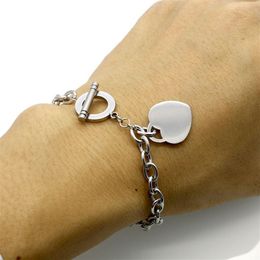 Bracelets designer for women heart bracelet charms bracelets chains Stainless Steel Thanksgiving Day Double circle design fashion 2464