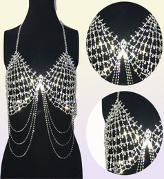 Stonefans Sexy Hollow Rhinestone Bra Top Dance Jewellery for Women Tassel Body Chain Chest Crystal Bralette Underwear Necklace T20055520657