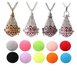 Pendant Necklaces 1pc Finish Copper Antique Drop Teardrop Crystal Cage Necklace Aroma Perfume Essential Oil Lockets Diffuser Jewel4580862