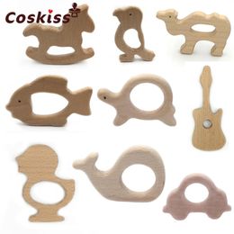 Baby Teethings Toy Wooden Teether Jewellery Toddler Teething gift customizable Handmade Animal shape Teether-10pcs 231225