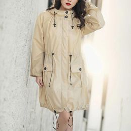 Women's Jackets Coat Woman Plus Size Solid Zipper Long Sleeve Hooded Raincoat Pocket Loose Chaquetas Korean Winter Outer