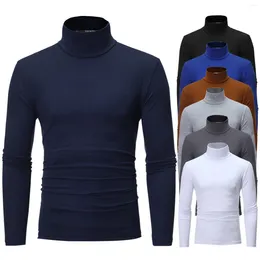 Men's T Shirts Turtleneck T-Shirts For Long Sleeve Slim Fit Bottoming Shirt Solid Stretch Tee Top Loose Streetwear Daily Men Clothes 2024