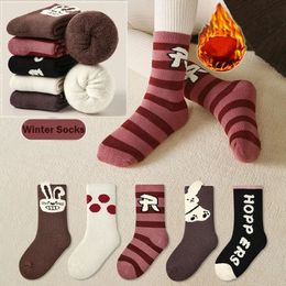 Зимние носки для девочек, толстые термотеплые носки для малышей, детские носки с круглым вырезом, нечеткие носки для сноуборда, 5 пар 231225