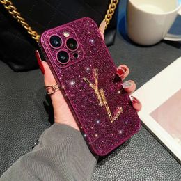 Phone Case Designer Anti-drop Gold Letters Phonecase For IPhone 15 Pro Max 14 13 12 11 Luxury Diamond Shell With Lens Shockproof Cover Protective CHG24011320-3 1SI91