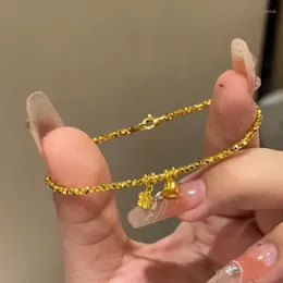 Strand Light Luxury Gold Colour Flower Charms Cut Beads Bracelets For Women Girls Wrist Jewellery Party Wedding Gift Wholesale YBR1033