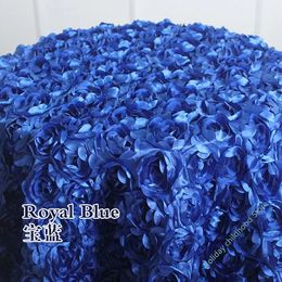 3D Rose Petal Tablecloth Carpet Wedding Party Banquet Birthday Background Rosette Satin Table Skirt Round Cover Home Decor 231225